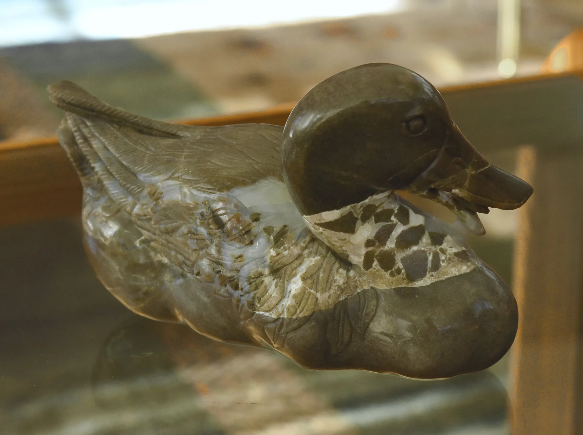 Exquisite Vintage Carved Stone Duck