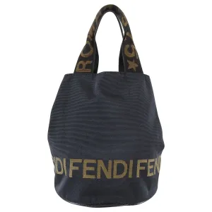 Fendi Vintage Black Nylon Zucca Logo Bucket Bag