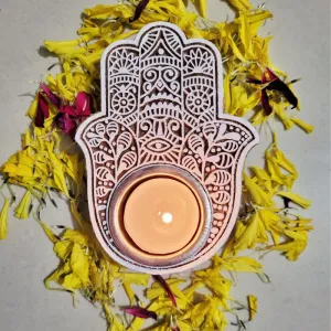 Festive Hamsa Hand Tea Light | 6 x 4 Inch