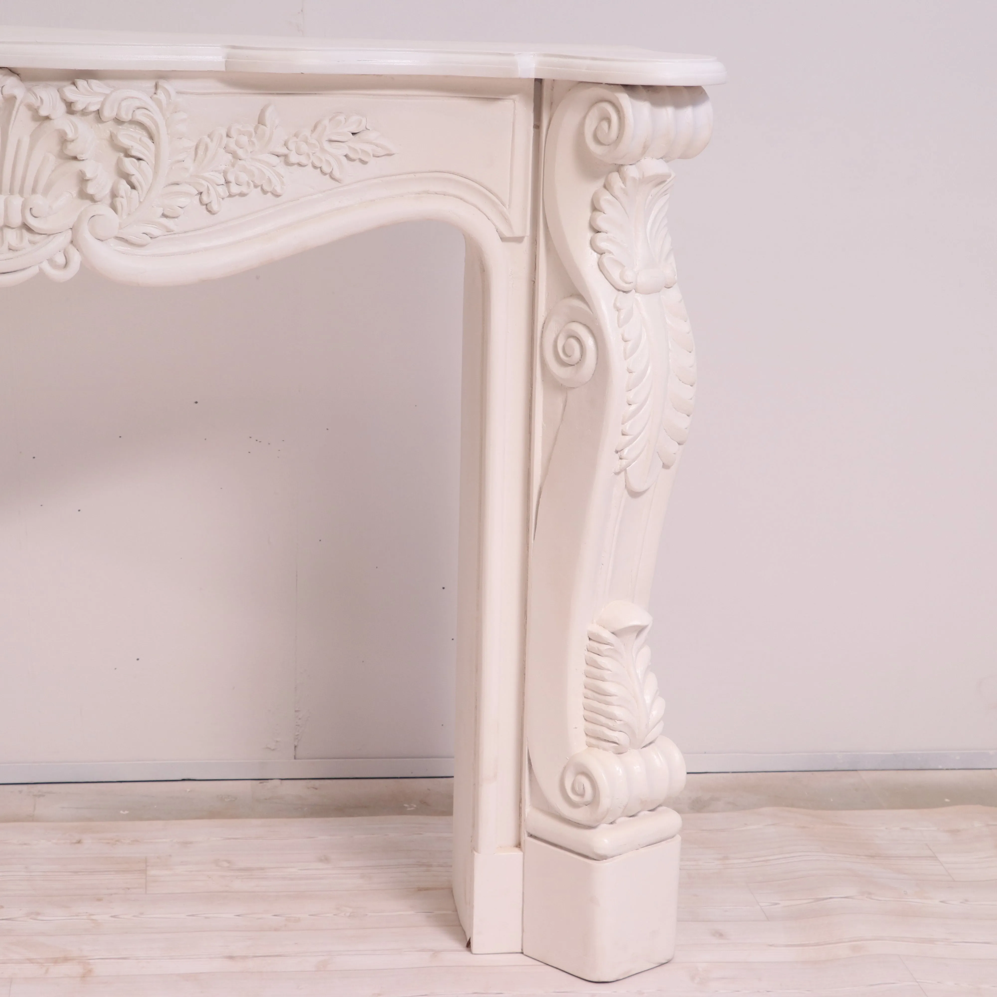 French carved fire mantel premium white deco finishing Console table