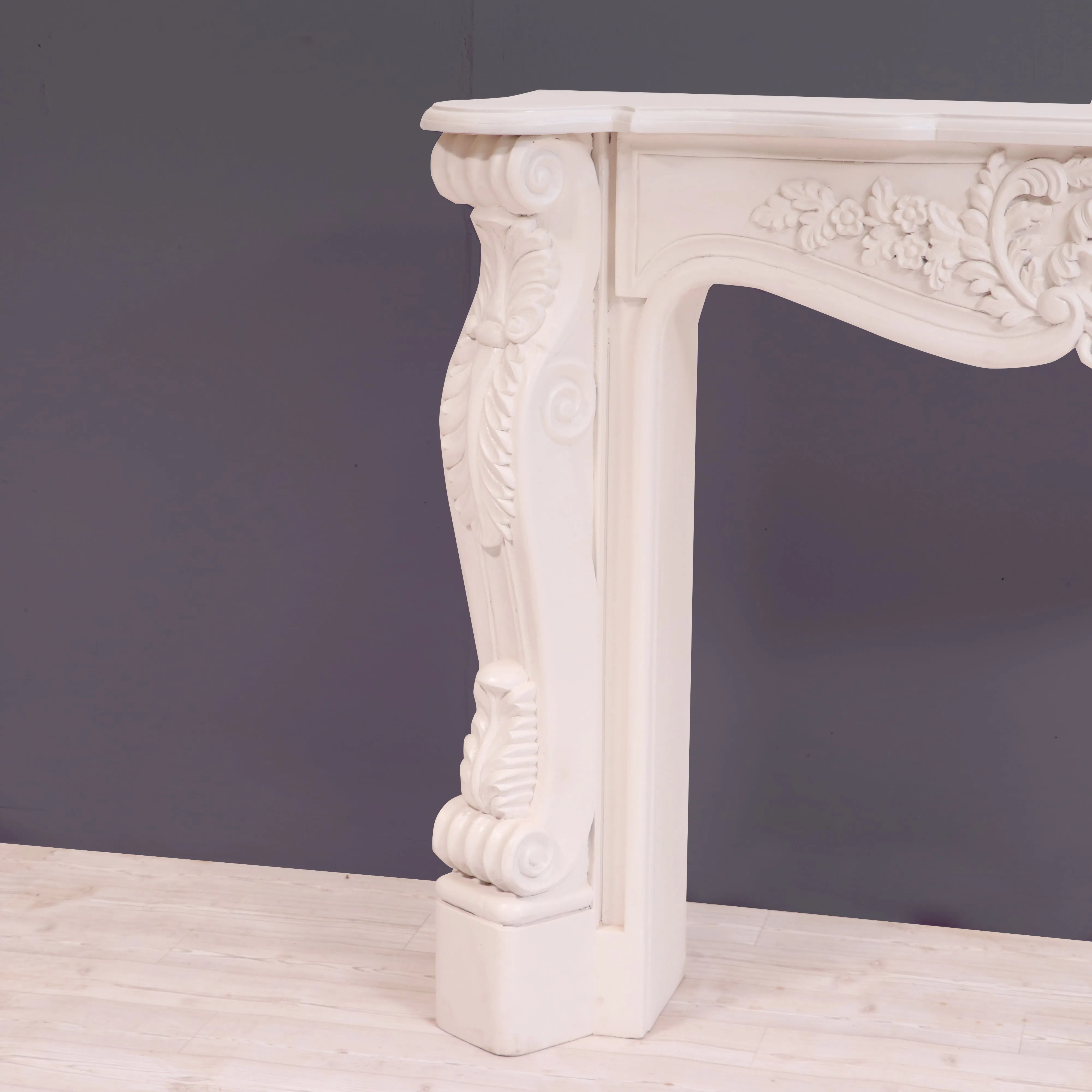 French carved fire mantel premium white deco finishing Console table