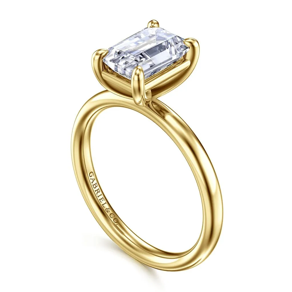 Gabriel & Co. 14K Yellow Gold Emerald Cut Soliatire Engagement Ring Mounting