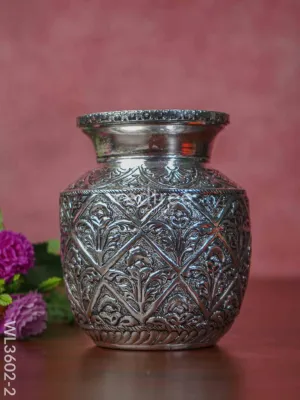 German Silver Floral Kalash with Antique Finish - WL3602-2