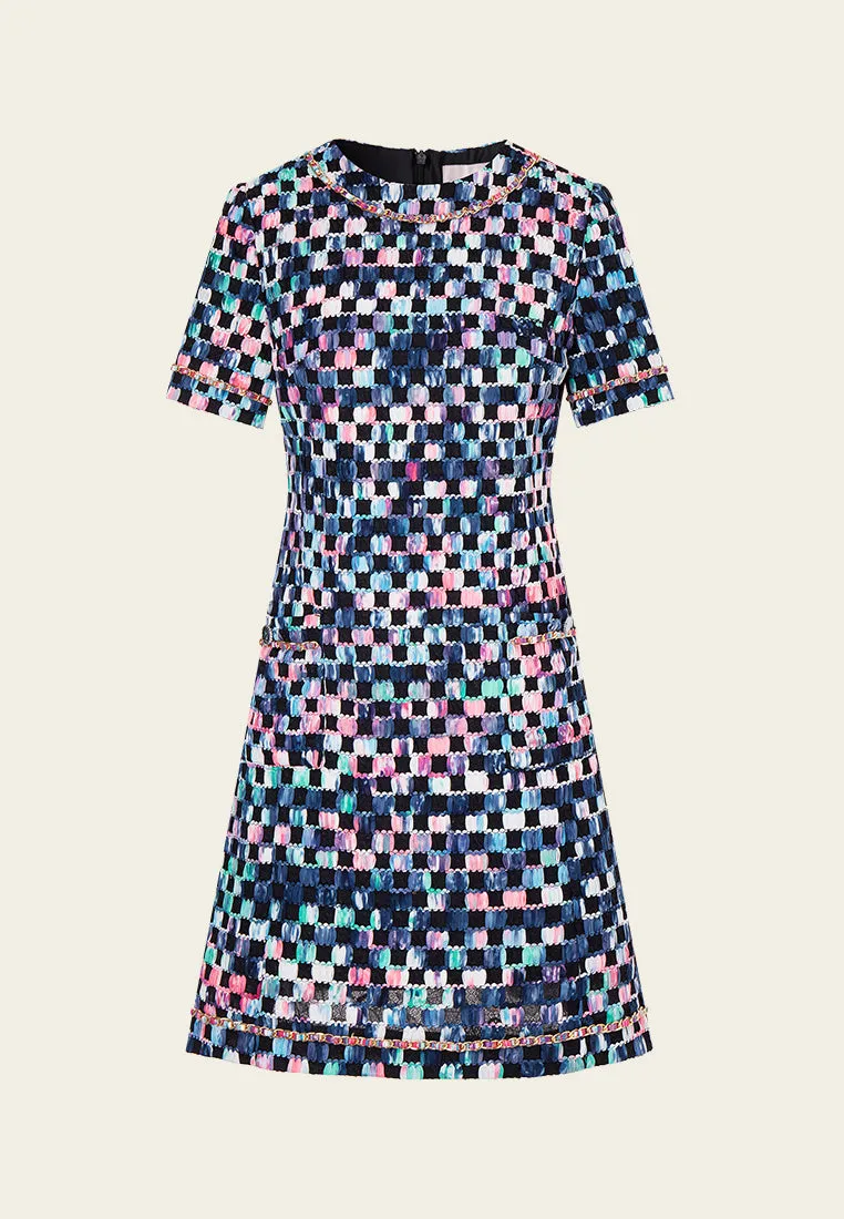 Gradient Checker Pattern Dress