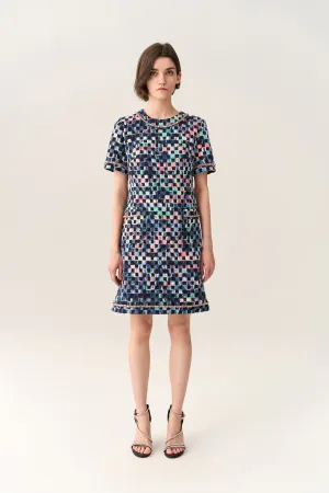 Gradient Checker Pattern Dress