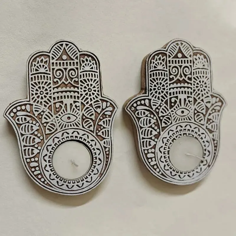 Hamsa Hand Tea Light Holder | Set Of 2