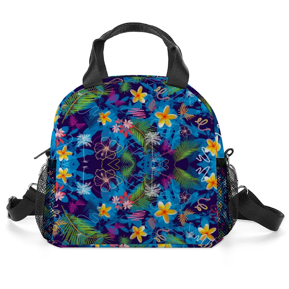 Hawaiian Blue Insulated Lunch Bag with Handles & Shoulder Strap