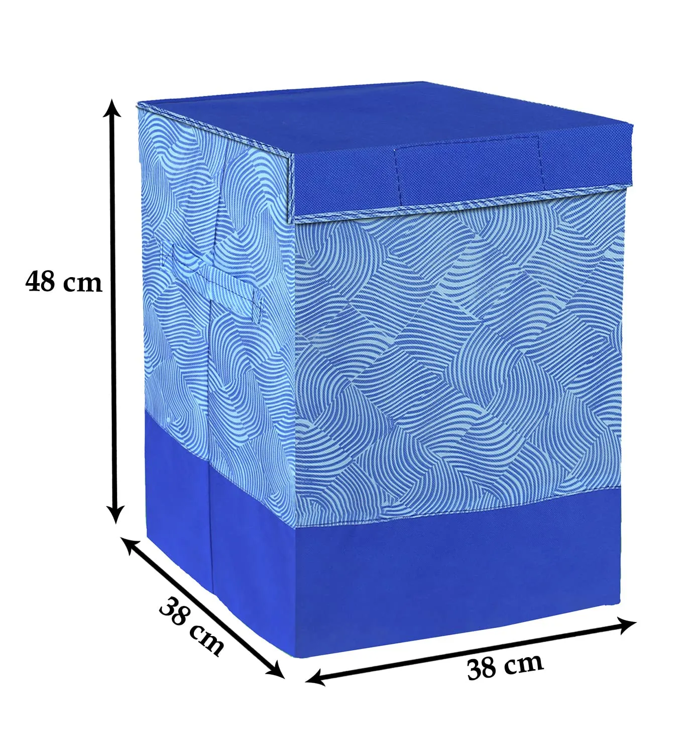 Heart Home Multiuses Leheriya Print Non-Woven Laundry Basket, Clothes Hamper For Laundry Closet, Bedroom, Bathroom With Lid & Handles (Blue) 52HH3999