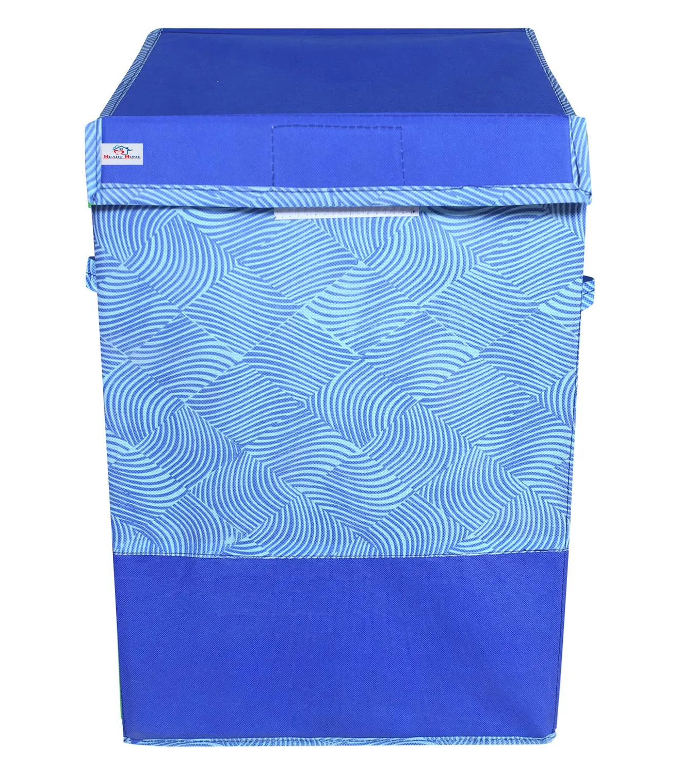 Heart Home Multiuses Leheriya Print Non-Woven Laundry Basket, Clothes Hamper For Laundry Closet, Bedroom, Bathroom With Lid & Handles (Blue) 52HH3999