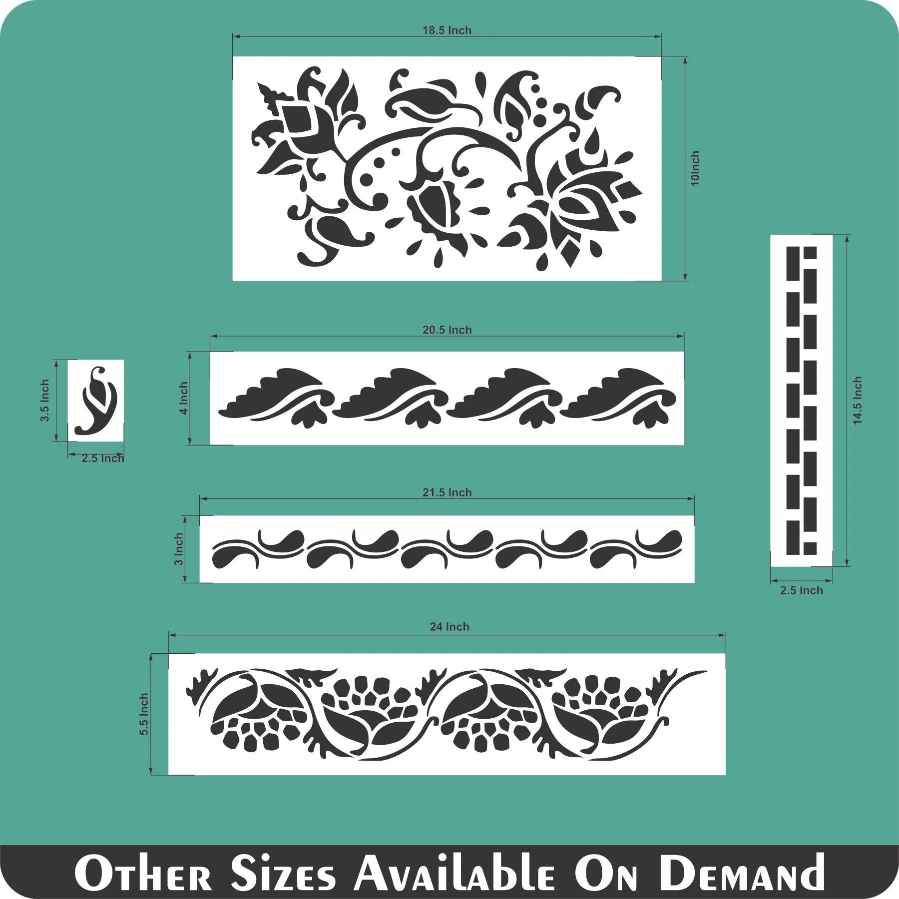 Indian Inlay (furniture and fabric) Reusable Stencil For Canvas And Wall Painting.ID #460