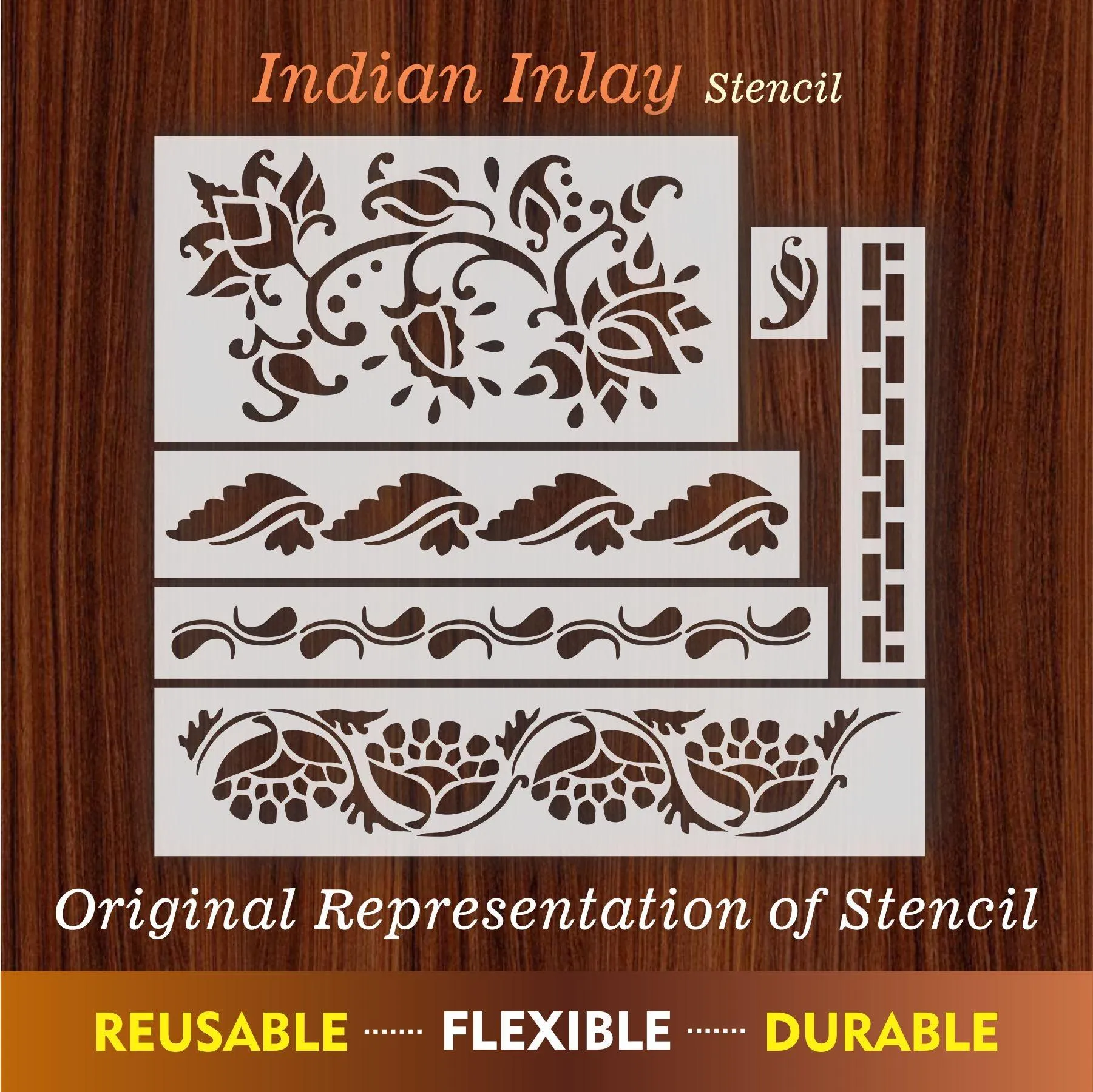 Indian Inlay (furniture and fabric) Reusable Stencil For Canvas And Wall Painting.ID #460