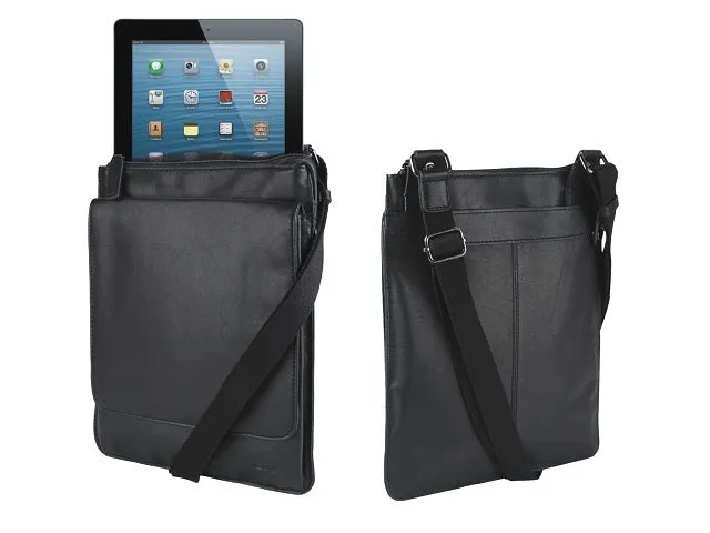 iPad Messenger Bag - Genuine Leather - Black