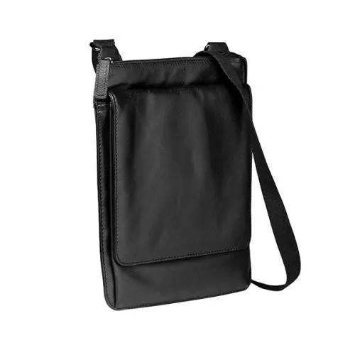 iPad Messenger Bag - Genuine Leather - Black