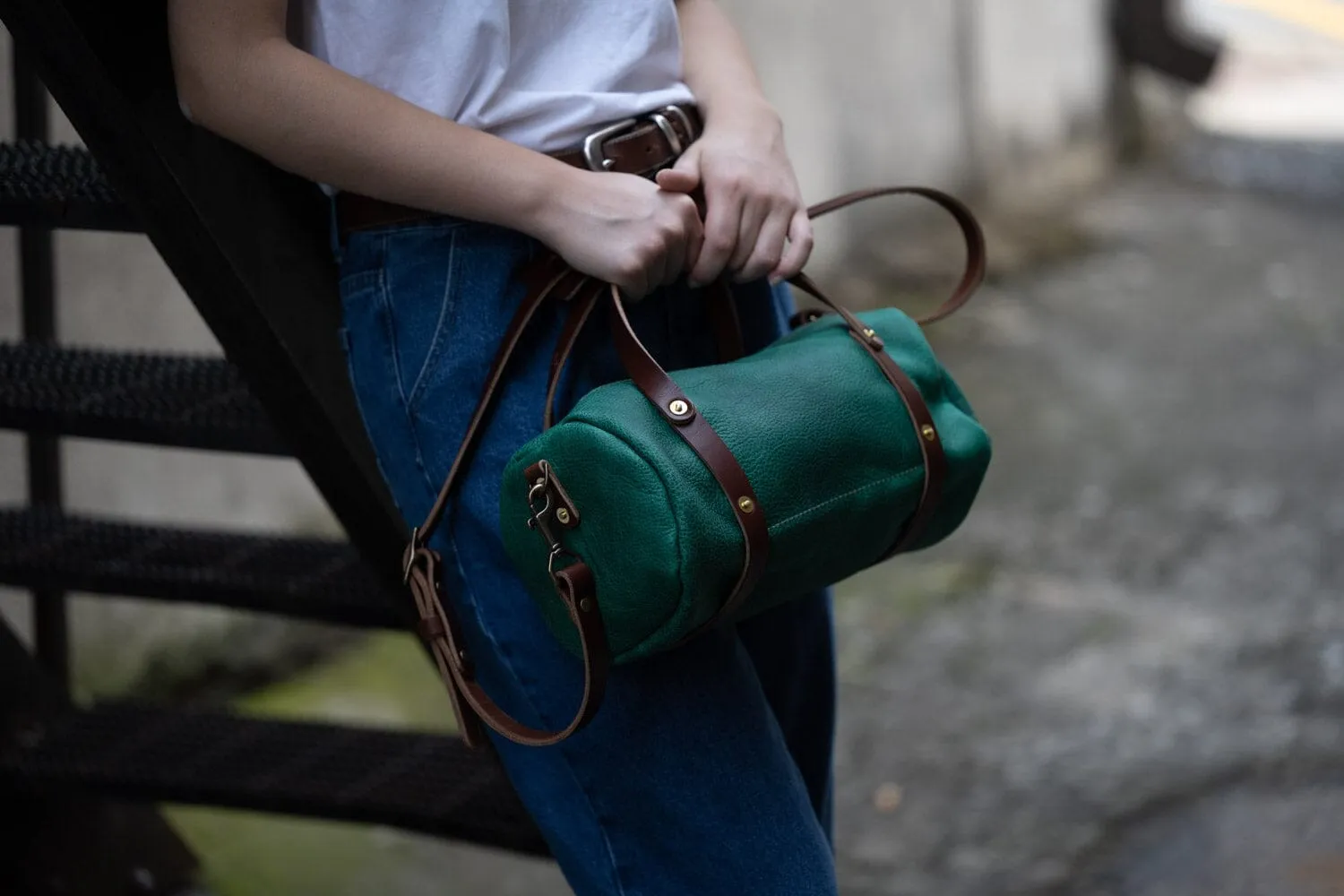 JANE LEATHER CROSSBODY - PINE GREEN BISON - IN STOCK