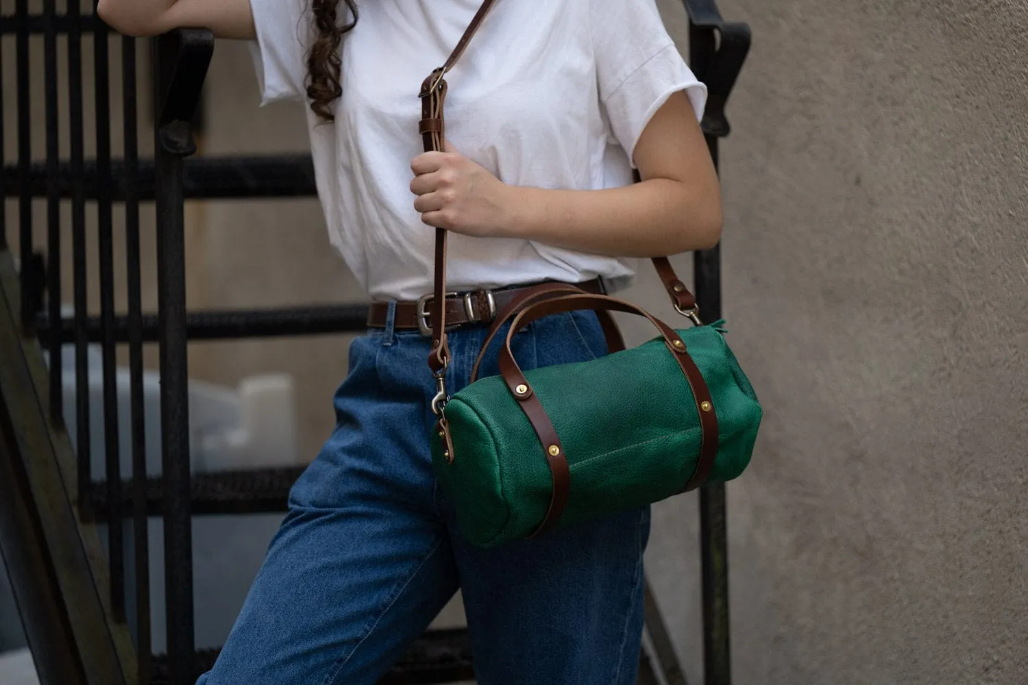 JANE LEATHER CROSSBODY - PINE GREEN BISON - IN STOCK