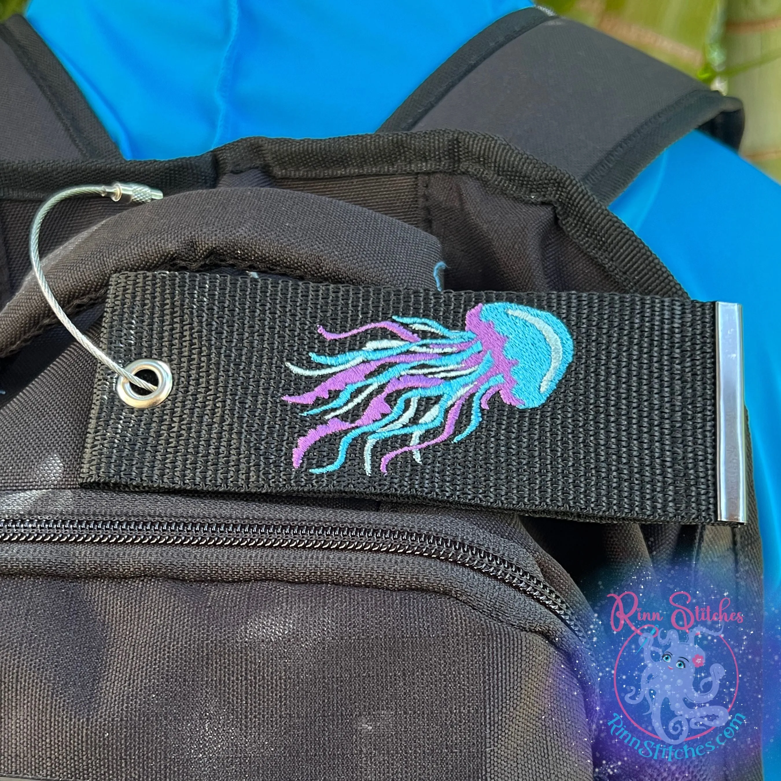 Jellyfish Luggage Tag, Personalized Embroidered Bag Tag