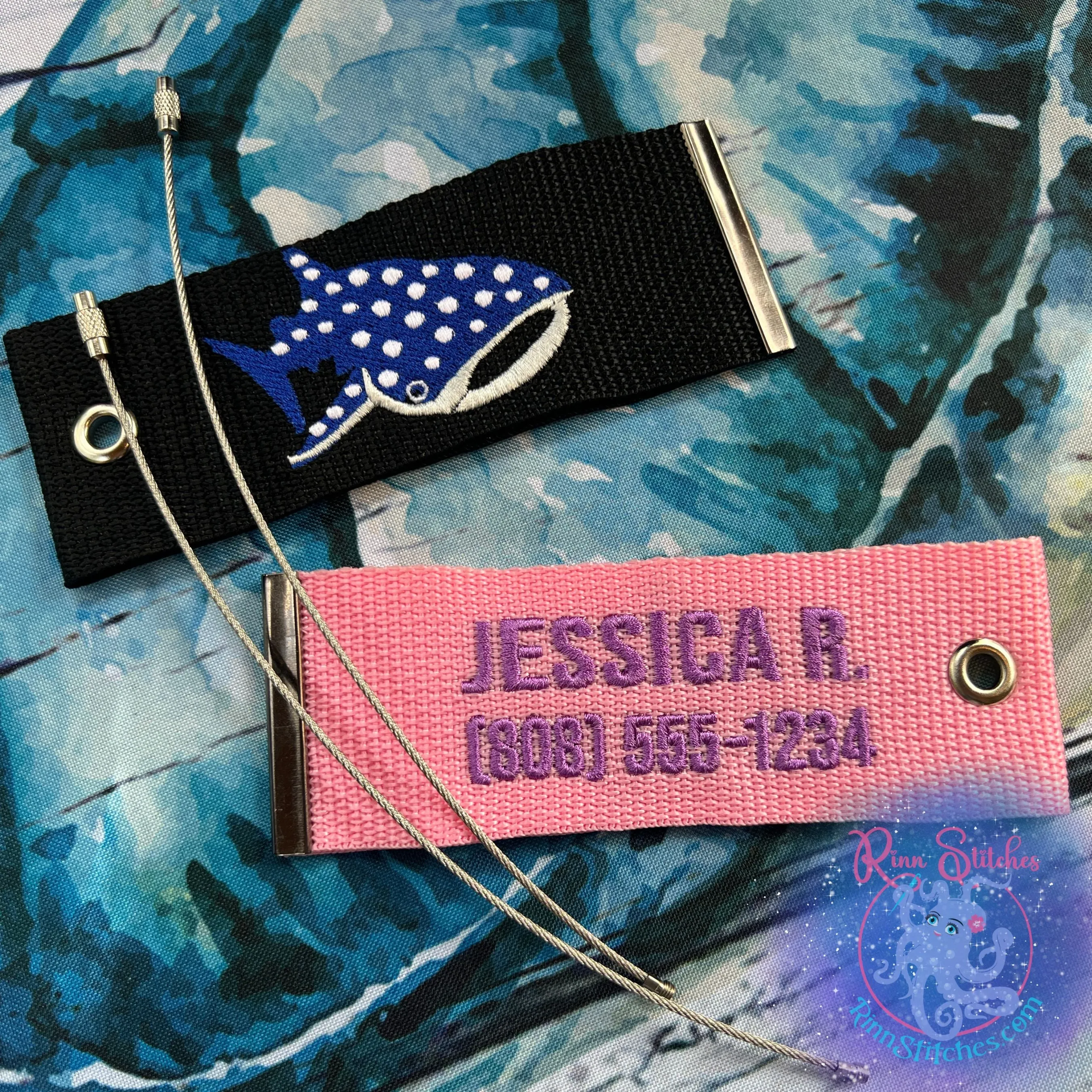 Jellyfish Luggage Tag, Personalized Embroidered Bag Tag