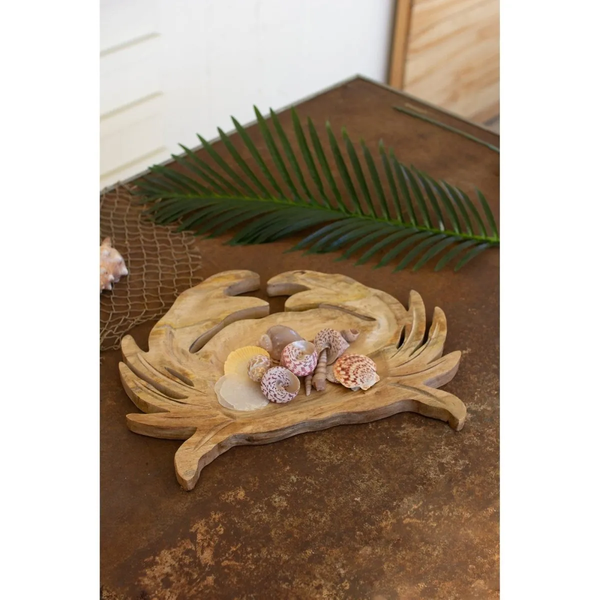 Kalalou - CARVED WOODEN CRAB PLATTER - NTBM1017