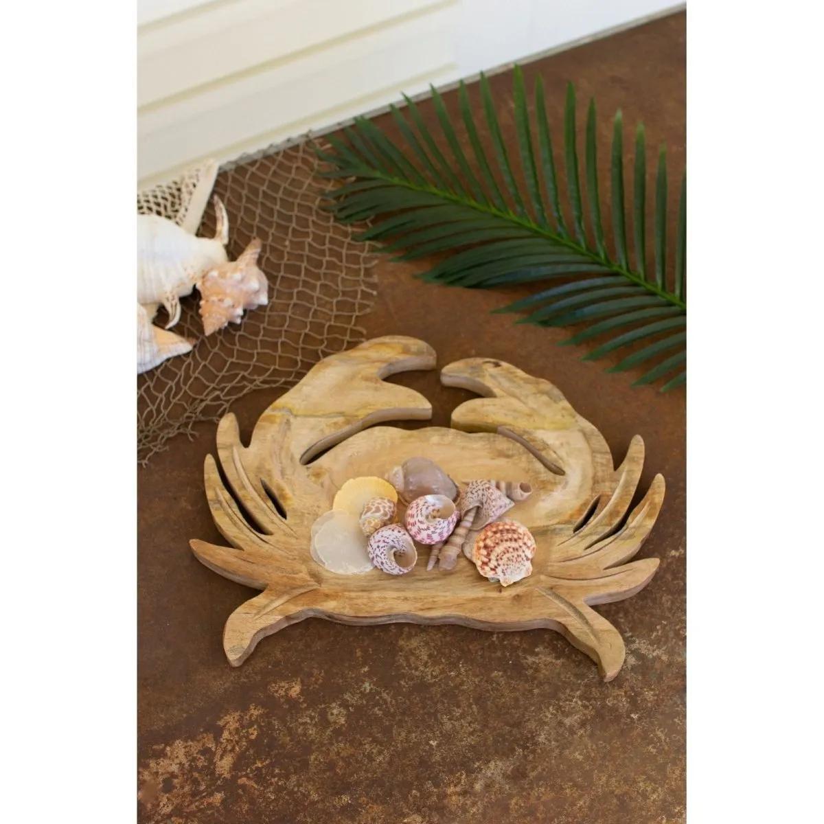 Kalalou - CARVED WOODEN CRAB PLATTER - NTBM1017