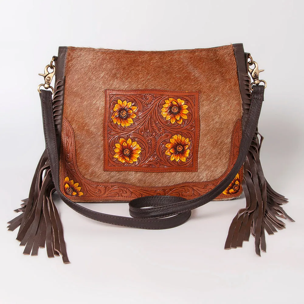 KBK126 - KBK126 -CROSS BODY Hand Tooled Saddle Leather with Cowhide Leather Ladies Bag KBK126 - KBK1