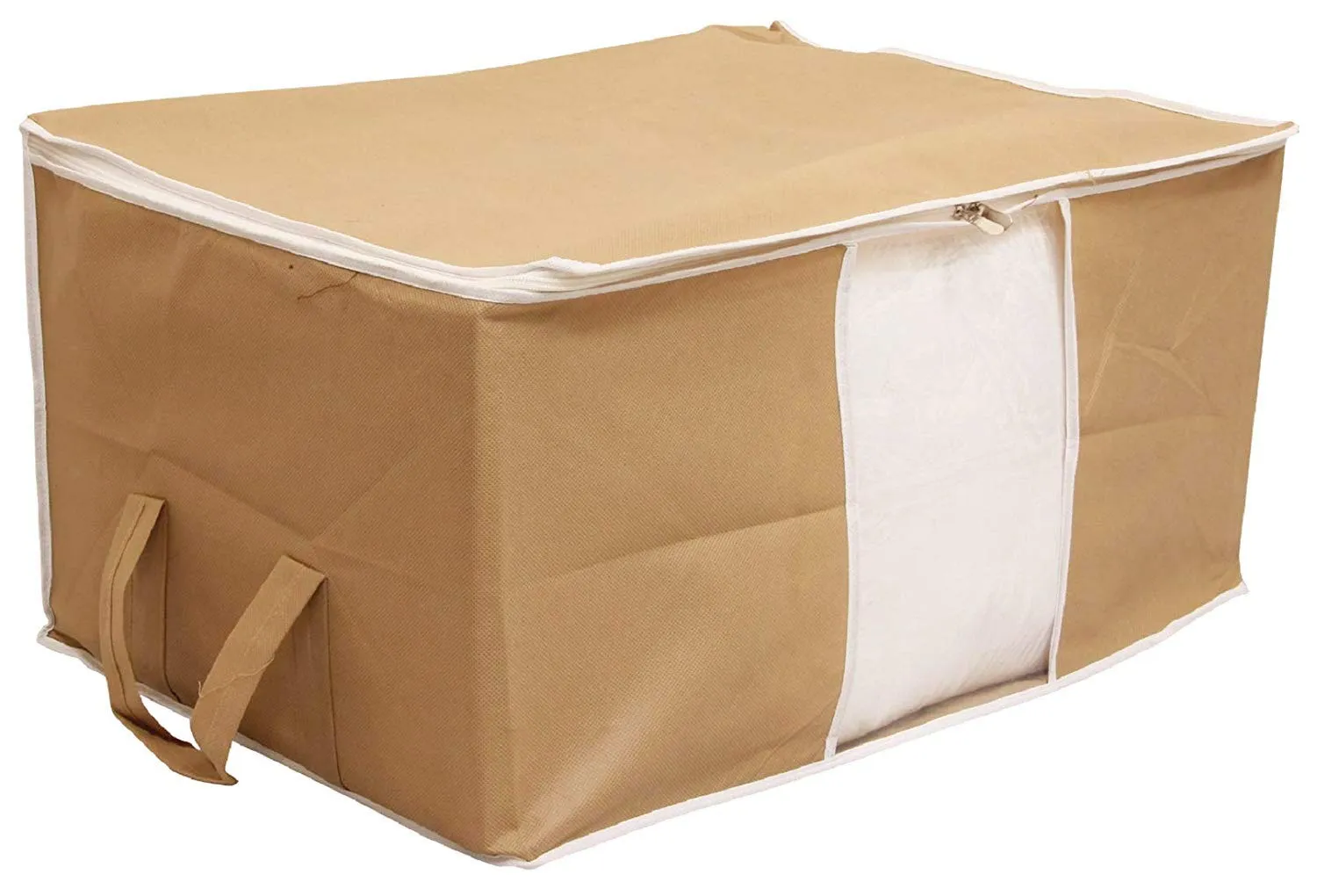 Kuber Industries 2 Piece Non Woven Underbed Storage Bag, Storage Organiser, Blanket Cover with Transparent Window, Extra Large, Brown CTKTC134834