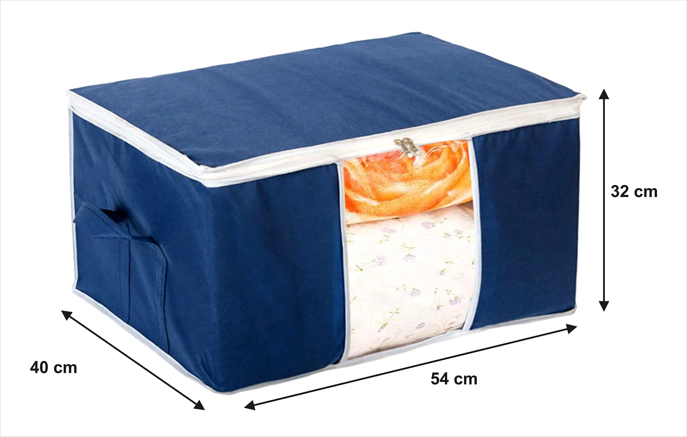 Kuber Industries Underbed Clothes Blankets Storage Bag With Tranasparent Window- Pack of 3 (Navy Blue)-HS_38_KUBMART21710