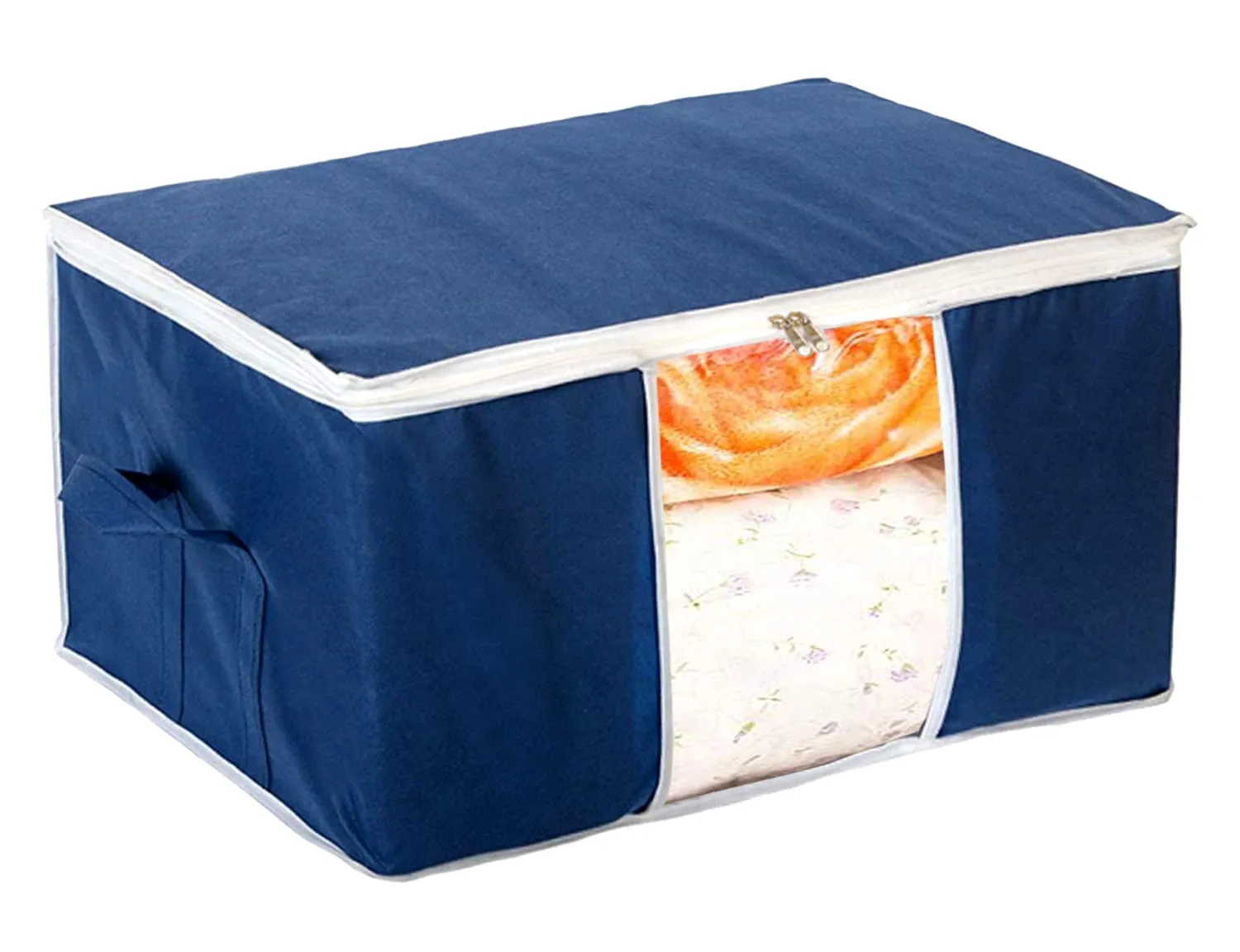 Kuber Industries Underbed Clothes Blankets Storage Bag With Tranasparent Window- Pack of 6 (Navy Blue)-HS_38_KUBMART21714