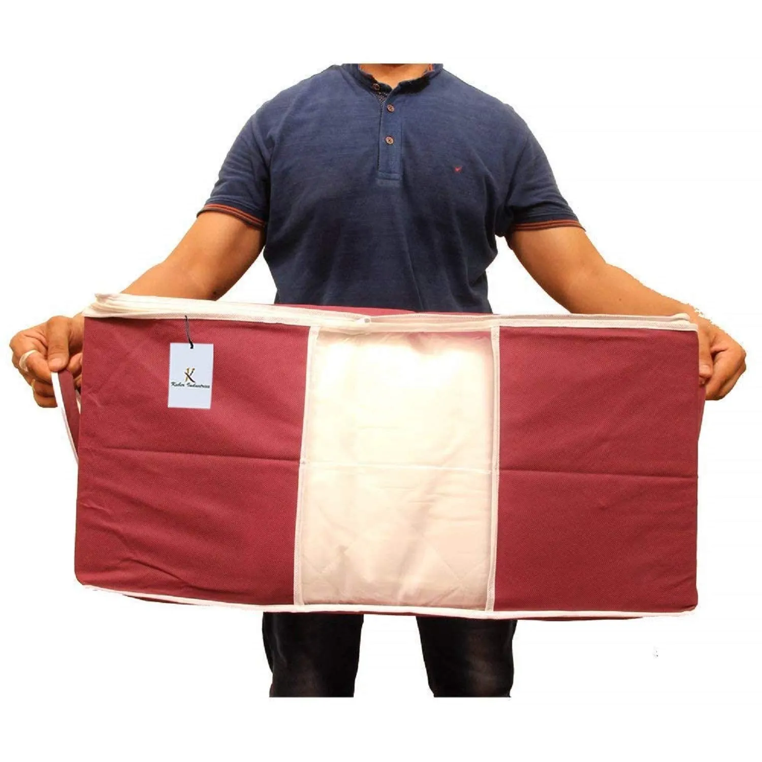 Kuber Industries Underbed Storage Bag, Storage Organiser, Blanket Cover Set of 2 - Maroon, Extra Large Size-CTKTC14140