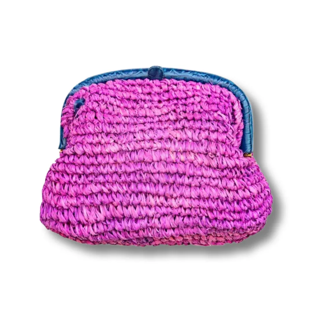 LADY RAFFIA SNAP BAG | GRAPE