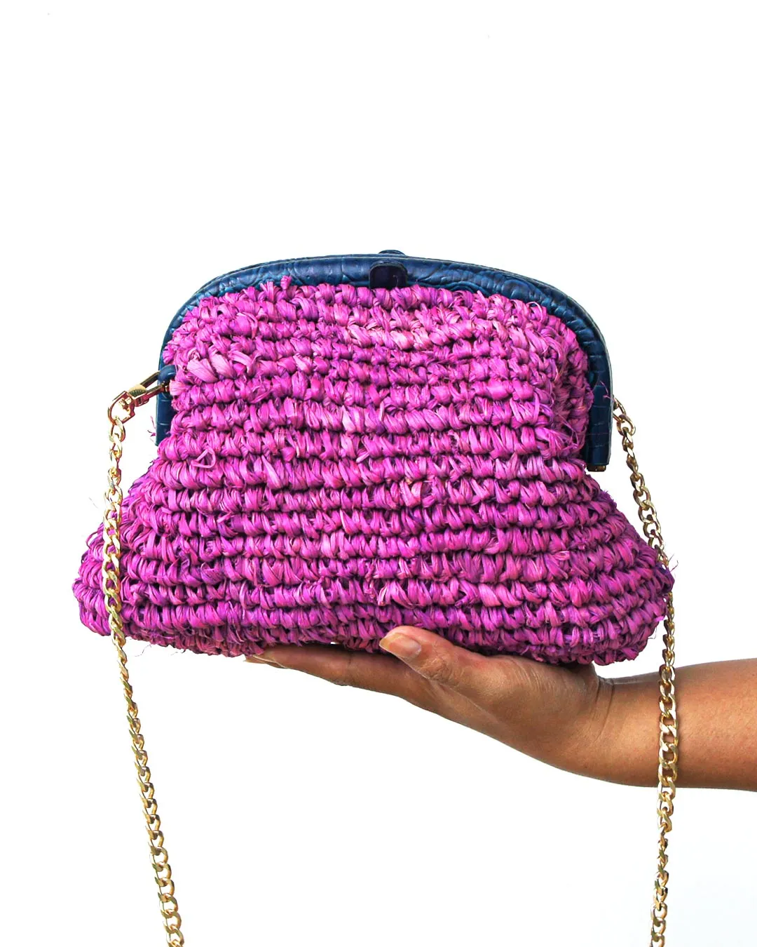 LADY RAFFIA SNAP BAG | GRAPE