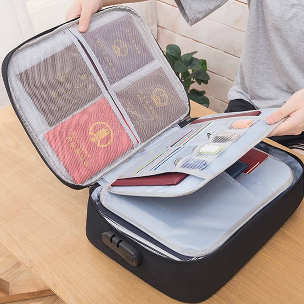 Large Capacity Multi-Layer Document Tickets Storage Bag Certificate File Organizer Case Home Travel Passport Briefcase