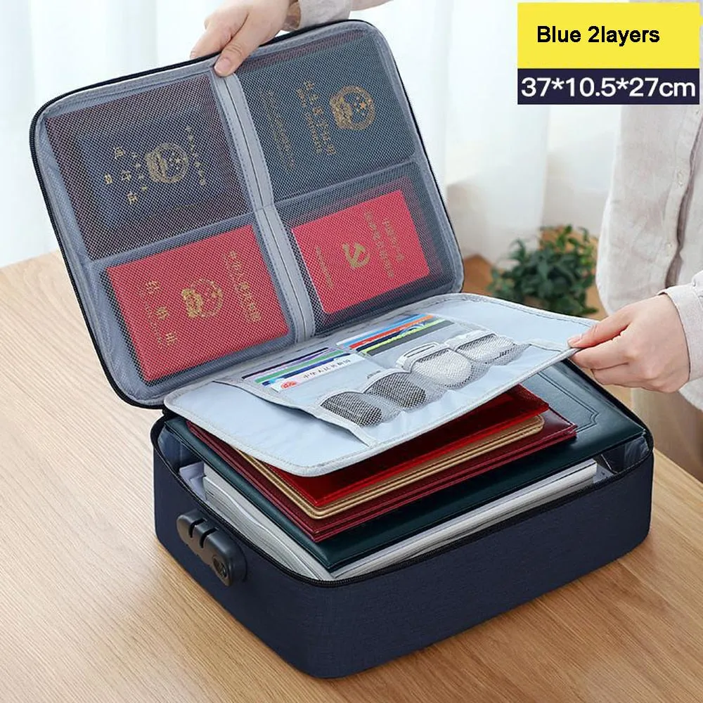 Large Capacity Multi-Layer Document Tickets Storage Bag Certificate File Organizer Case Home Travel Passport Briefcase