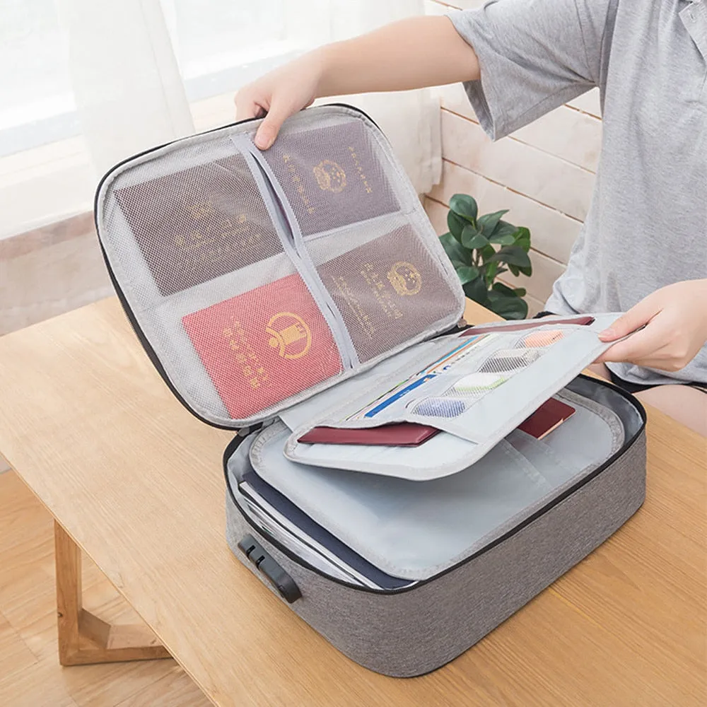 Large Capacity Multi-Layer Document Tickets Storage Bag Certificate File Organizer Case Home Travel Passport Briefcase