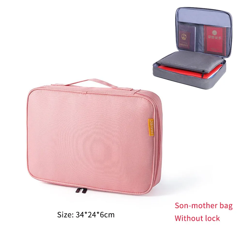 Large Capacity Multi-Layer Document Tickets Storage Bag Certificate File Organizer Case Home Travel Passport Briefcase