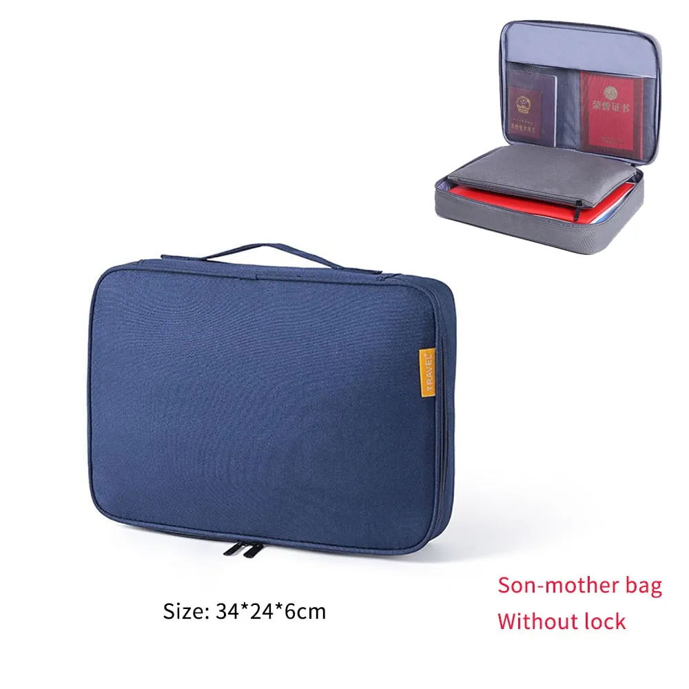 Large Capacity Multi-Layer Document Tickets Storage Bag Certificate File Organizer Case Home Travel Passport Briefcase