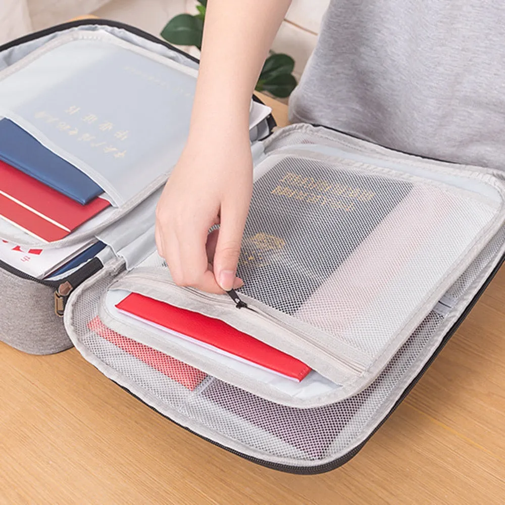 Large Capacity Multi-Layer Document Tickets Storage Bag Certificate File Organizer Case Home Travel Passport Briefcase