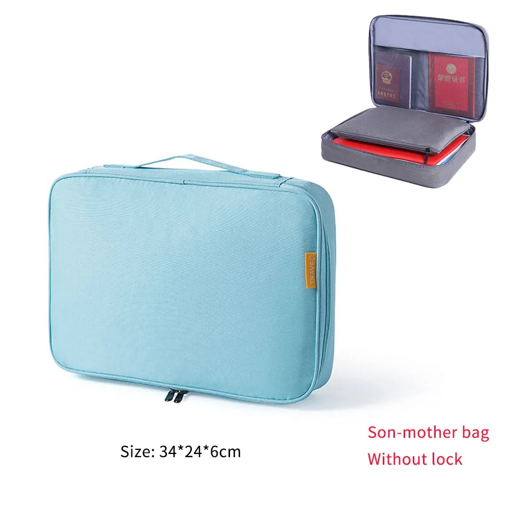 Large Capacity Multi-Layer Document Tickets Storage Bag Certificate File Organizer Case Home Travel Passport Briefcase