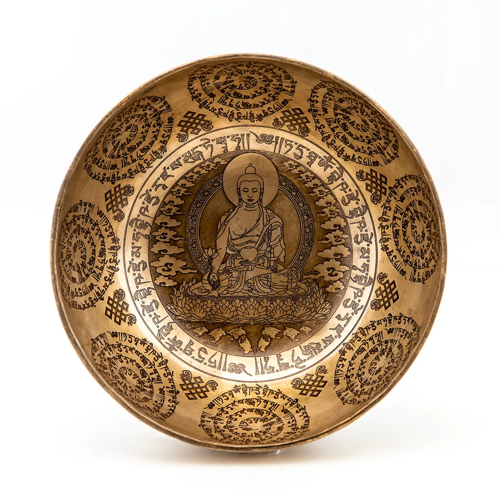 Large Carved Buddha Singing Bowl, 9"