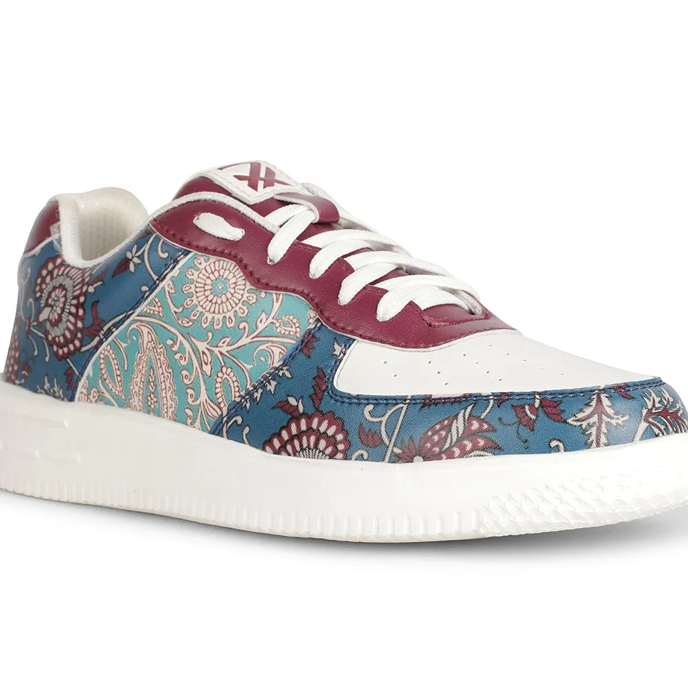 Leap7x Lacing White Block Printed Casual Sneakers For Women MJH-L08 By Liberty