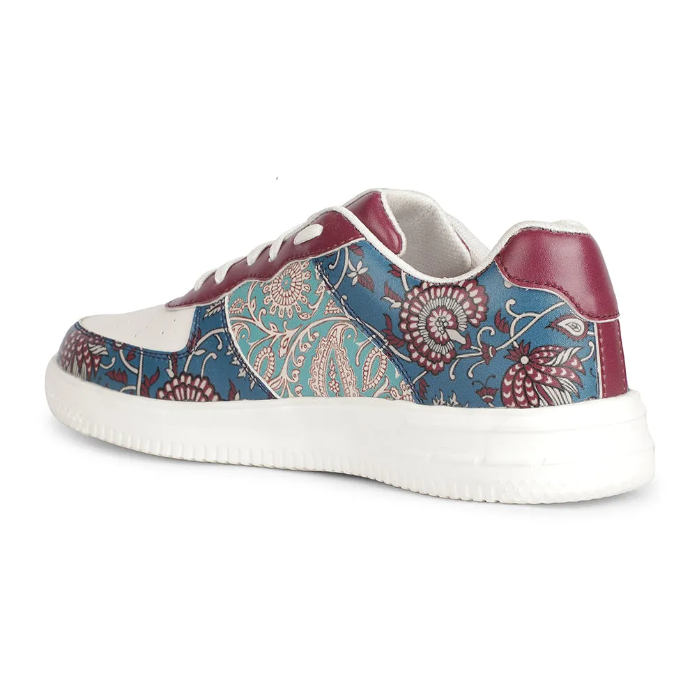 Leap7x Lacing White Block Printed Casual Sneakers For Women MJH-L08 By Liberty