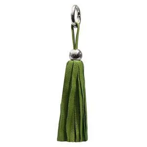 Leather Tassel - Silver/Green