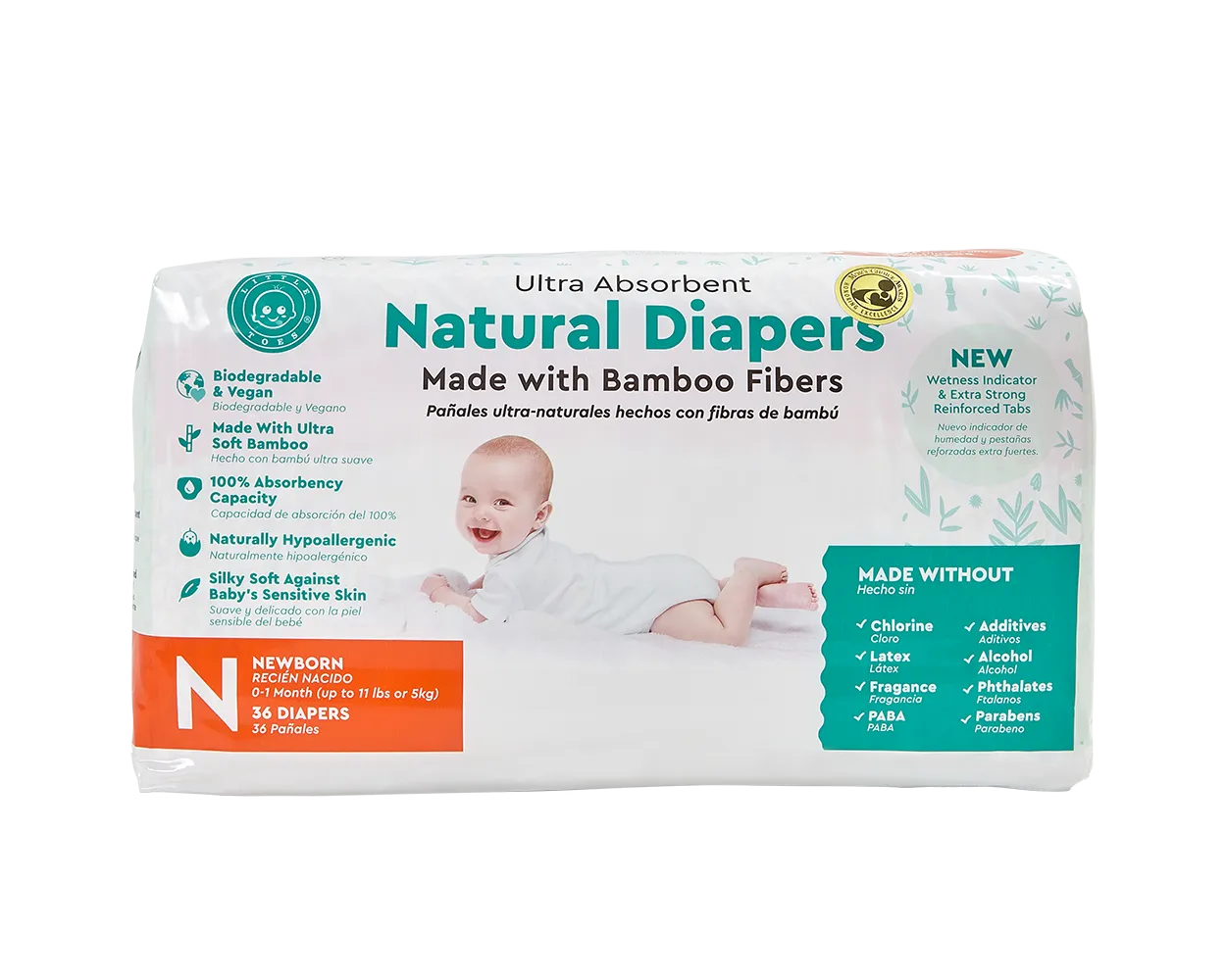 Little Toes Disposable Biodegradable Bamboo Diapers Monthly Value Pack (216 Count)     Size – Newborn or Small