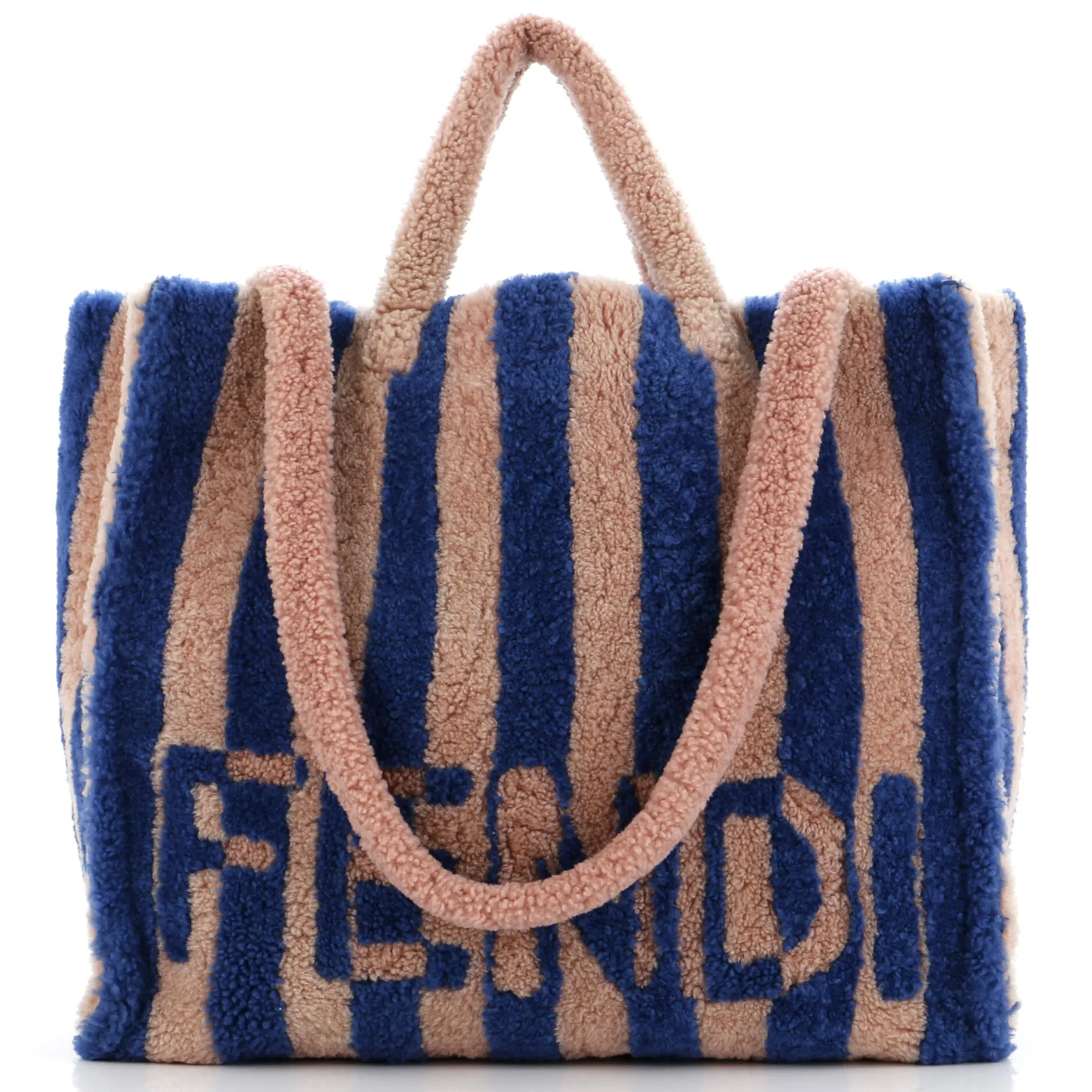 Logo Shopping Tote Striped Shearling Tall