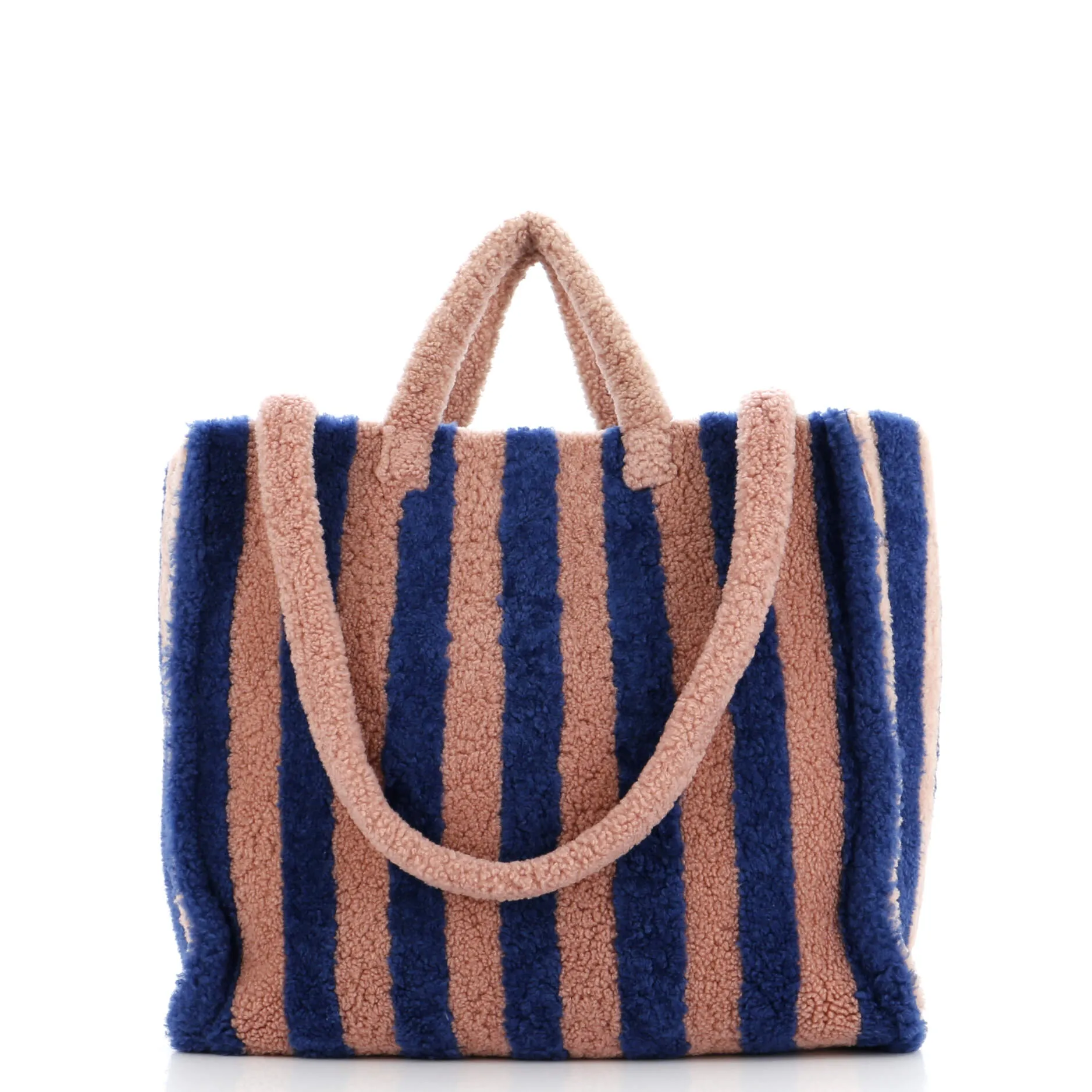 Logo Shopping Tote Striped Shearling Tall