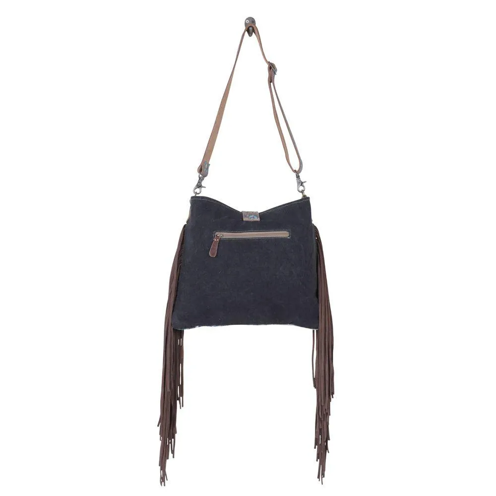 Lyrical Fringed Embossed Strap Shoulder Bag