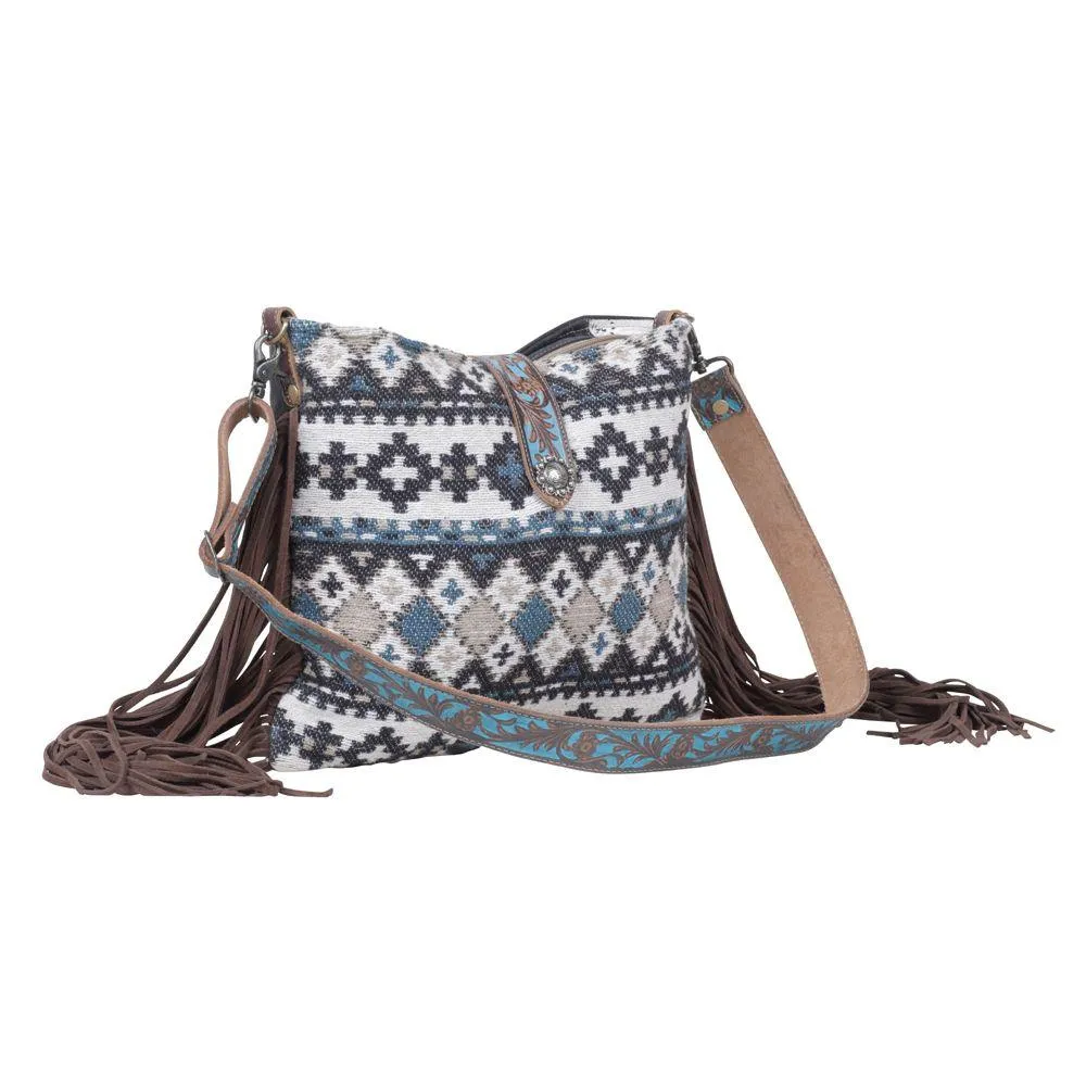 Lyrical Fringed Embossed Strap Shoulder Bag