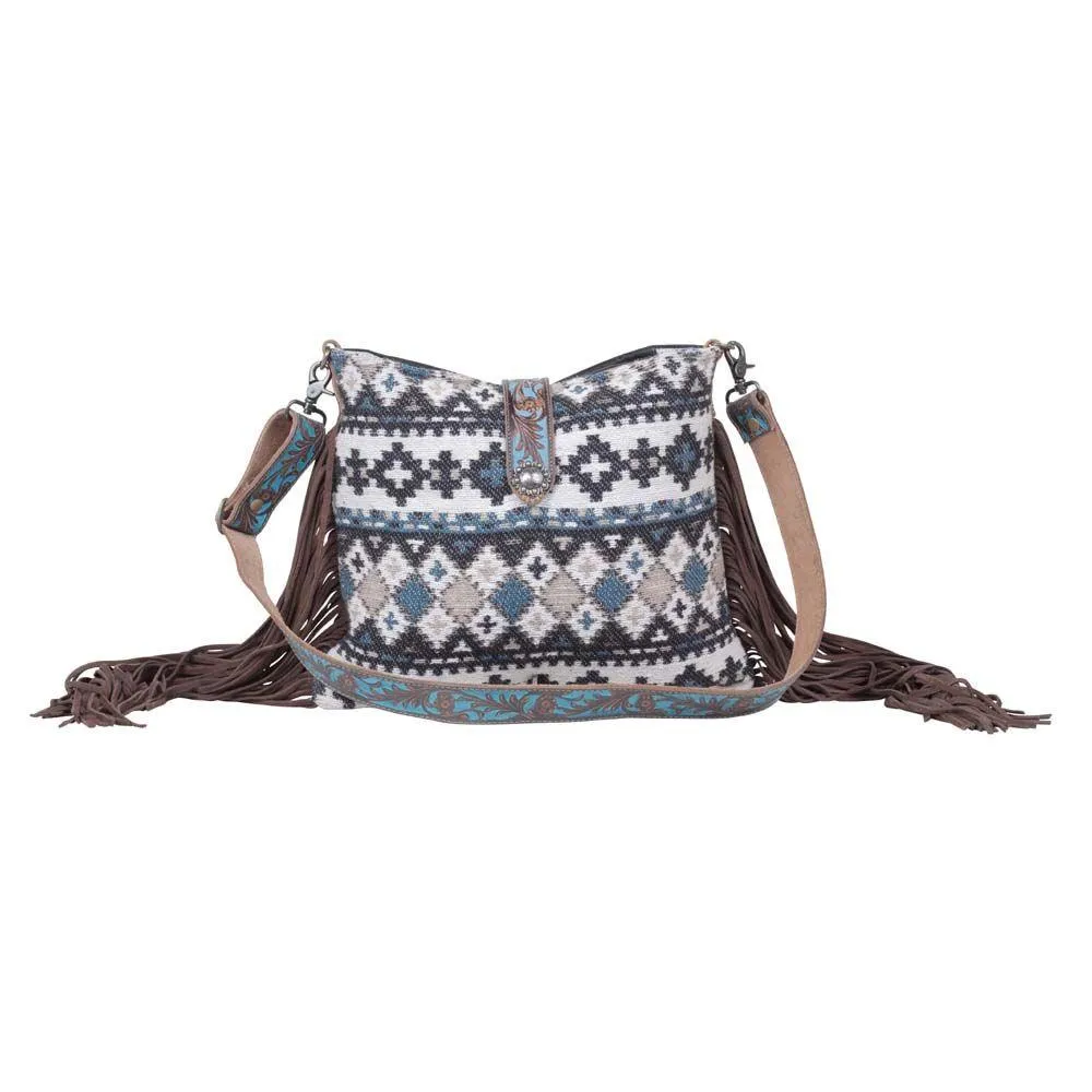 Lyrical Fringed Embossed Strap Shoulder Bag