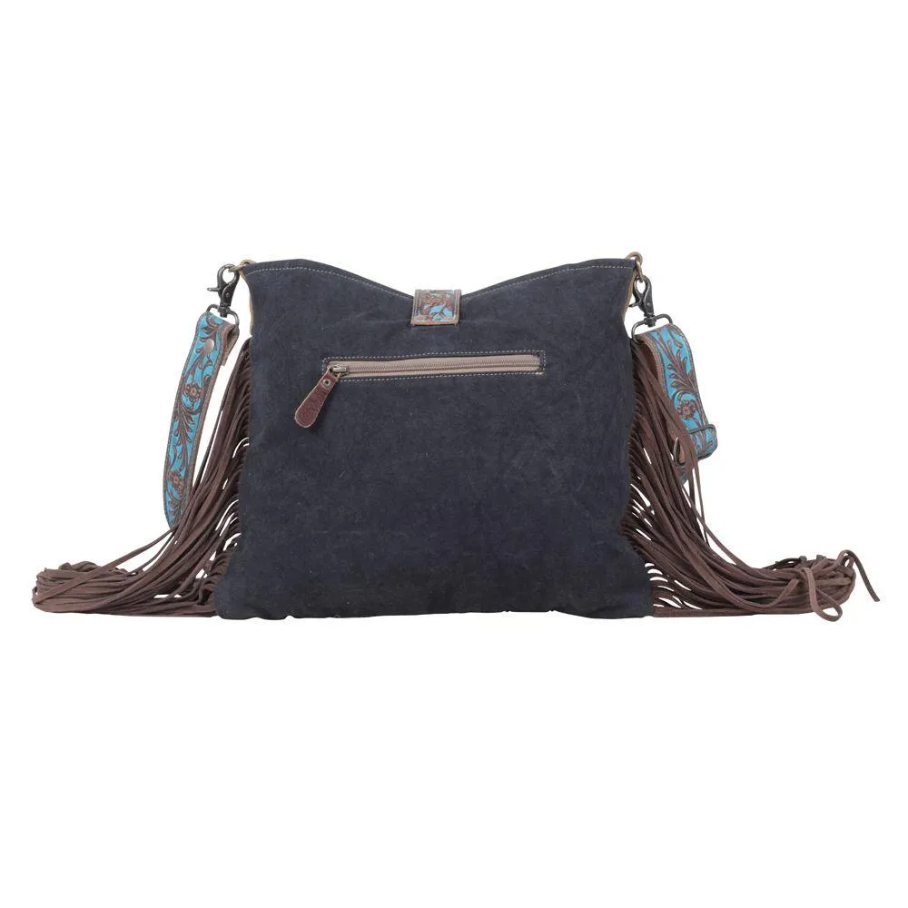 Lyrical Fringed Embossed Strap Shoulder Bag