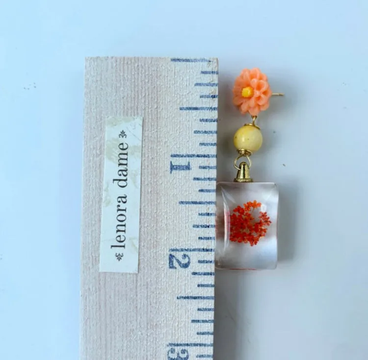 Marigold Dried Pressed Flower Earrings