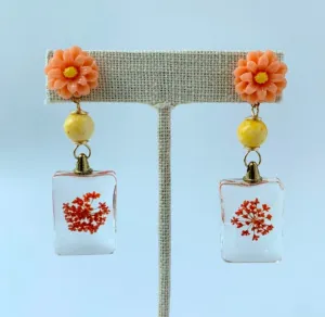 Marigold Dried Pressed Flower Earrings